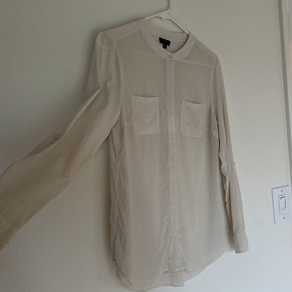 Talbots washable silk ivory color top - Picture 5 of 7